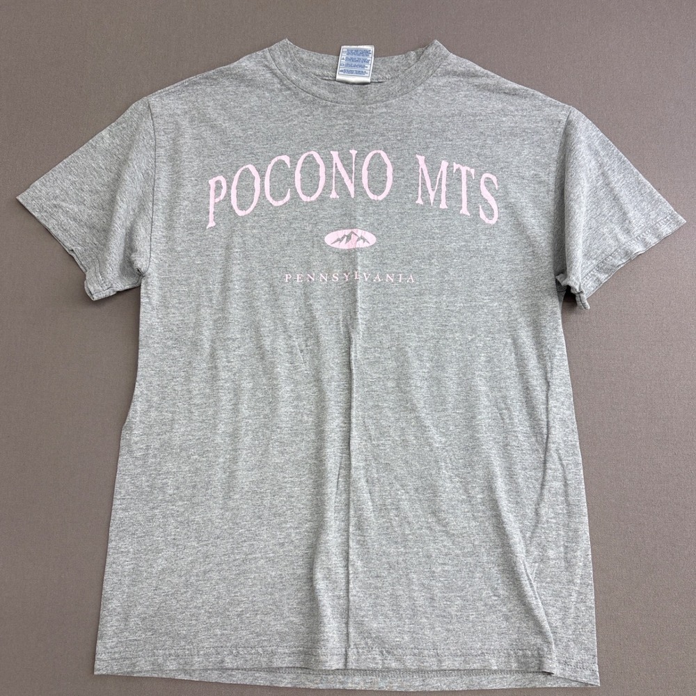 Tennessee River Pocono Mts Pennsylvania Graphic T-Shirt Gray Pink Mens Medium